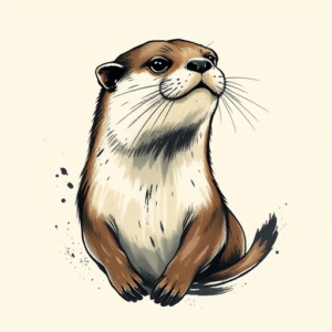 Brushstroke Otter Tattoo