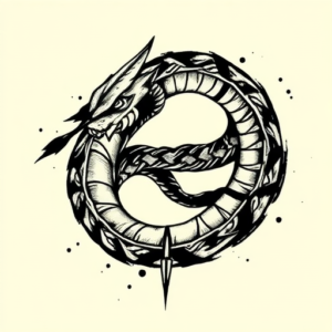 Brushstroke Ouroboros Tattoo