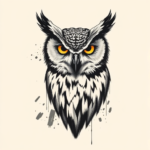 Brushstroke Owl Tattoo