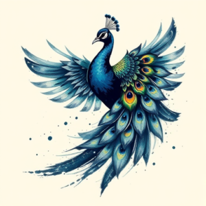 Brushstroke Peacock Tattoo