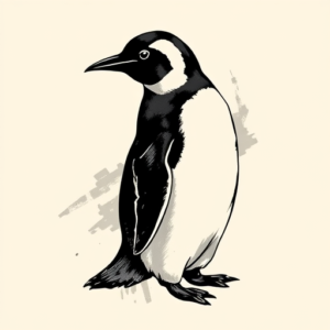 Brushstroke Penguin Tattoo