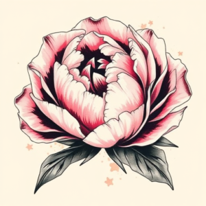 Brushstroke Peony Tattoo