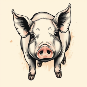 Brushstroke Pig Tattoo