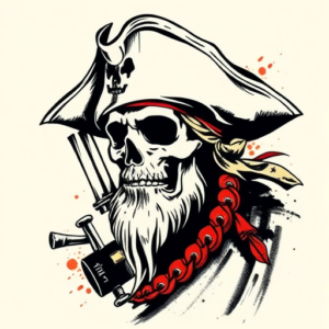 Brushstroke Pirate Tattoo
