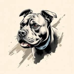 Brushstroke Pitbull Tattoo