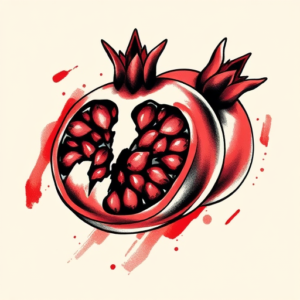 Brushstroke Pomegranate Tattoo