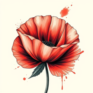 Brushstroke Poppy Tattoo