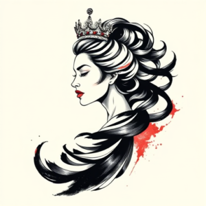 Brushstroke Queen Tattoo