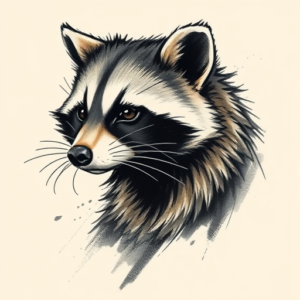 Brushstroke Raccoon Tattoo