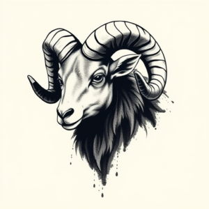Brushstroke Ram Tattoo