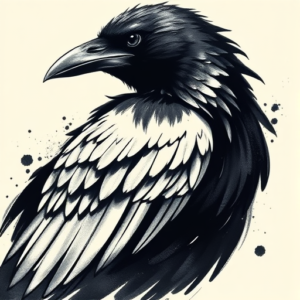 Brushstroke Raven Tattoo