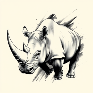 Brushstroke Rhino Tattoo