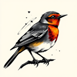 Brushstroke Robin Tattoo