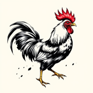 Brushstroke Rooster Tattoo