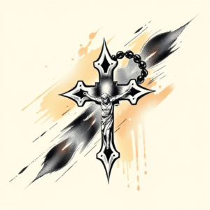 Brushstroke Rosary Tattoo