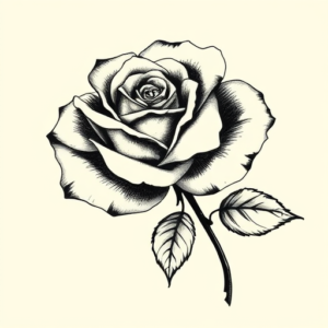 Brushstroke Rose Tattoo