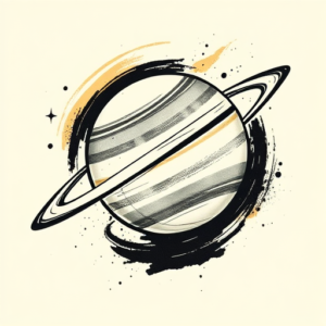 Brushstroke Saturn Tattoo