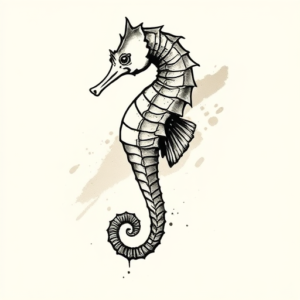 Brushstroke Seahorse Tattoo