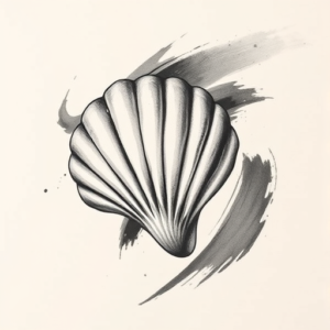 Brushstroke Seashell Tattoo