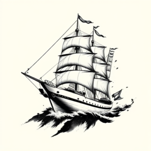 Brushstroke Ship Tattoo
