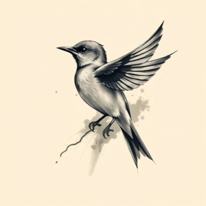 Brushstroke Sparrow Tattoo