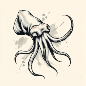 Brushstroke Squid Tattoo