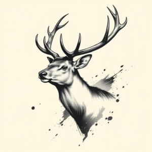 Brushstroke Stag Tattoo