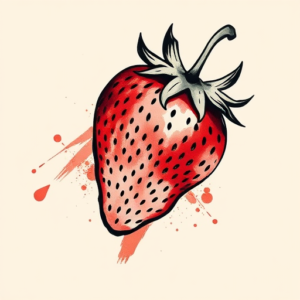 Brushstroke Strawberry Tattoo