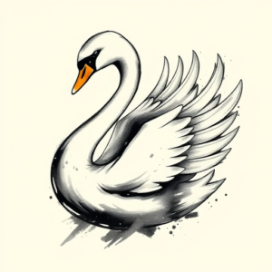 Brushstroke Swan Tattoo