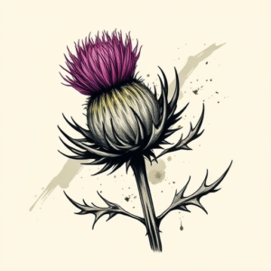 Brushstroke Thistle Tattoo