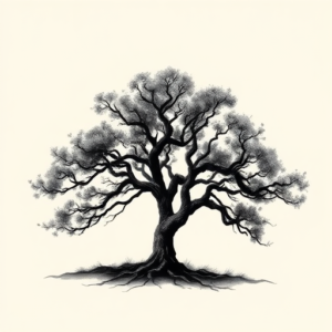 Brushstroke Tree Tattoo