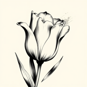 Brushstroke Tulip Tattoo