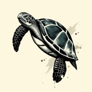 Brushstroke Turtle Tattoo