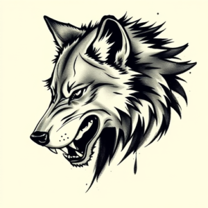 Brushstroke Werewolf Tattoo