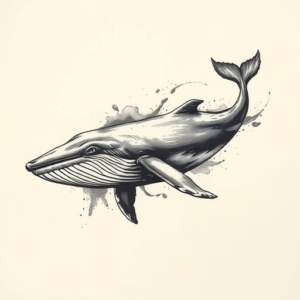 Brushstroke Whale Tattoo
