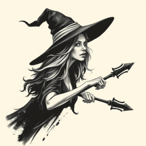 Brushstroke Witch Tattoo
