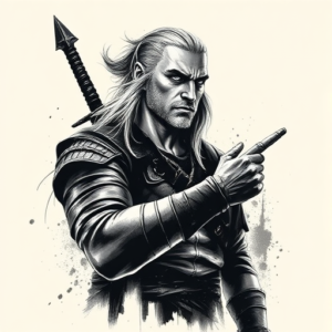 Brushstroke Witcher Tattoo