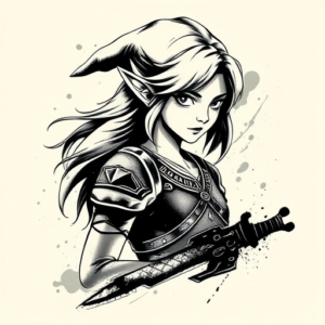 Brushstroke Zelda Tattoo