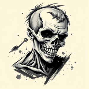 Brushstroke Zombie Tattoo