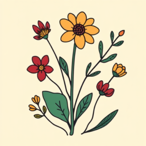 Cartoon Botanical Tattoo