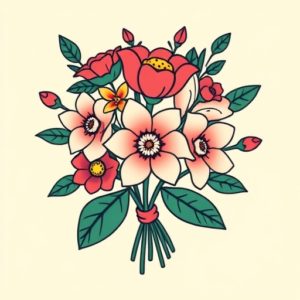 Cartoon Bouquet Tattoo