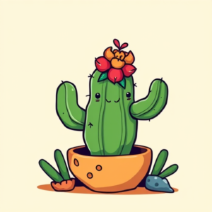 Cartoon Cactus Tattoo