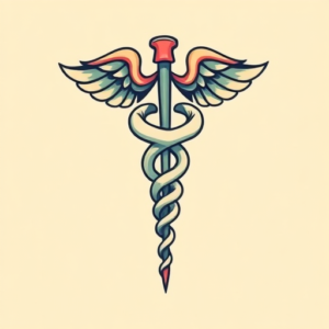 Cartoon Caduceus Tattoo