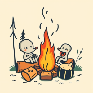 Cartoon Campfire Tattoo