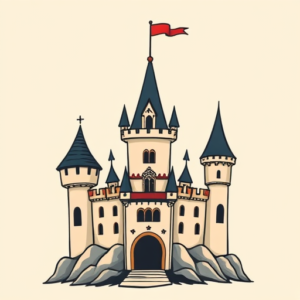 Cartoon Castle Tattoo