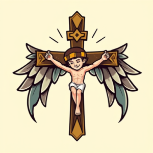 Cartoon Crucifix Tattoo