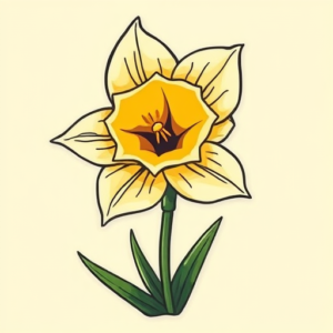 Cartoon Daffodil Tattoo