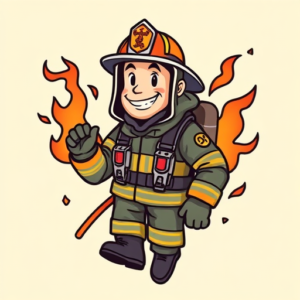 Cartoon Firefighter Tattoo