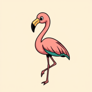 Cartoon Flamingo Tattoo