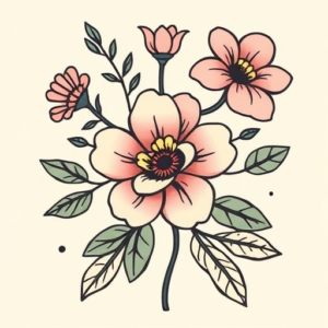 Cartoon Floral Tattoo